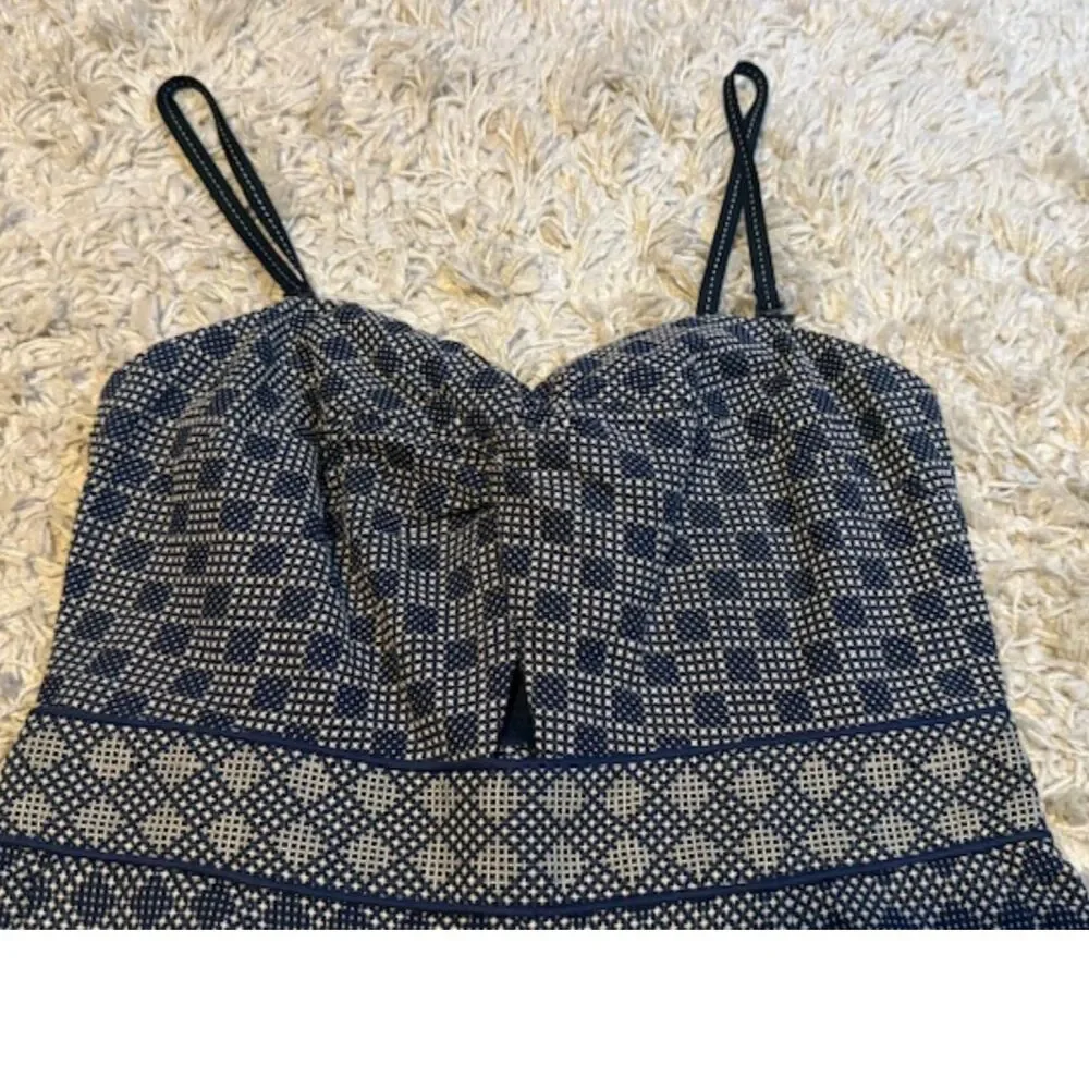 Elevenses Anthropologie‎ Remy Blue Geometric Print Wide Leg Jumpsuit Size 4 VGC - Picture 5 of 10